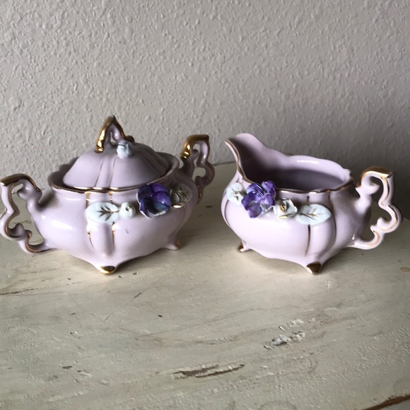 Marco Lavender W/Flowers Porcelain Sugar/Creamer - Picture 3 of 8